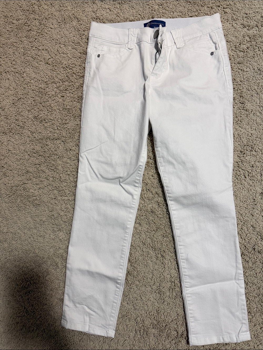 Democracy Men's White Slim Straight Jeans